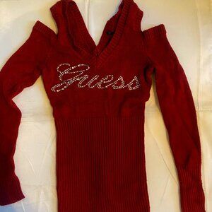Guess Women's "Cold Shoulder, cut-out" Signature Logo Sweater
